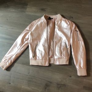 Pink metallic faux leather jacket